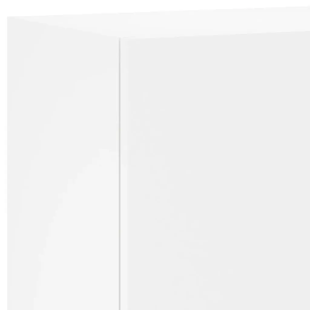 TV Wall Cabinet White Wall-Mounted Floating Media Unit with 3 Storage Compartments