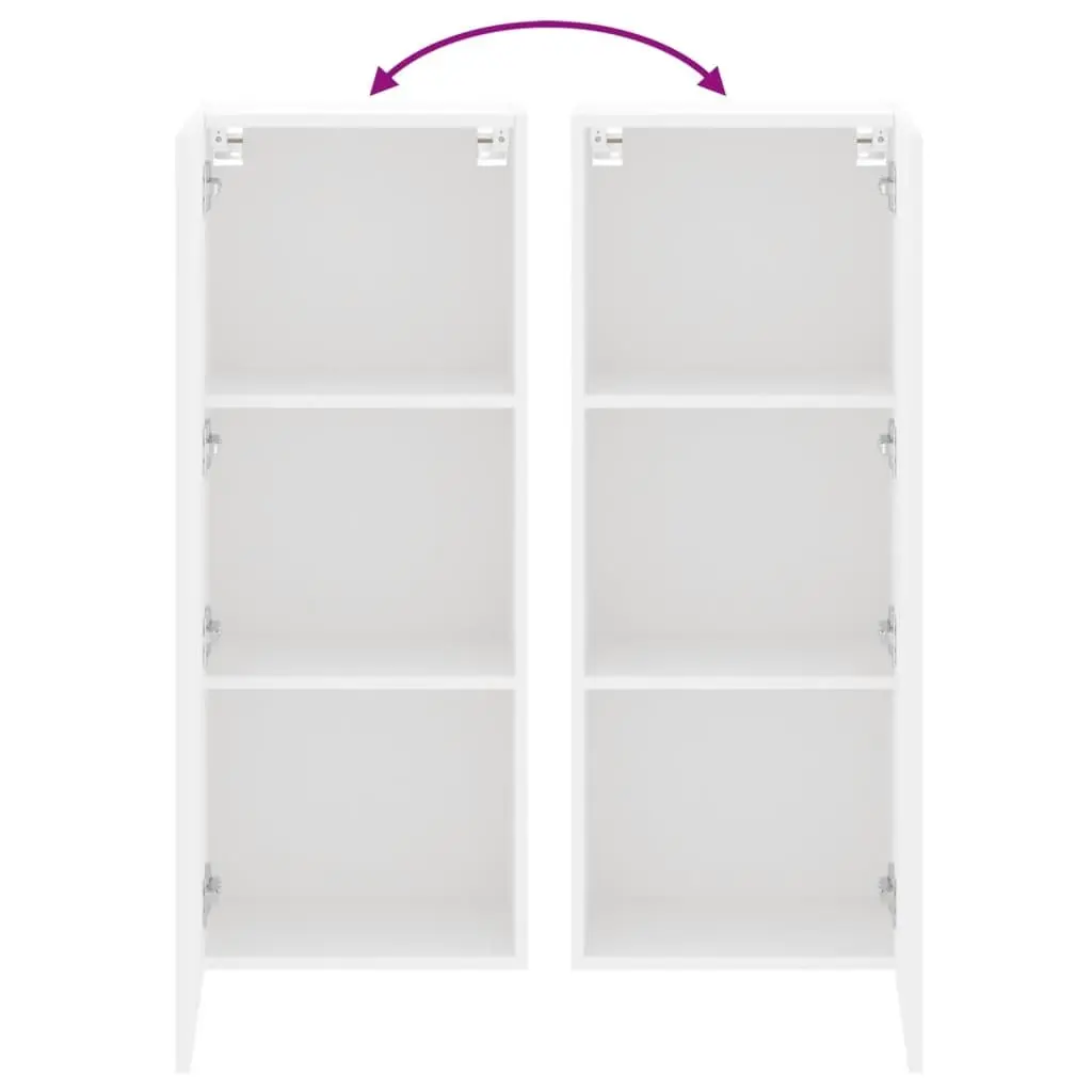 TV Wall Cabinet White Wall-Mounted Storage Organizer Engineered Wood 3 Storage Compartments