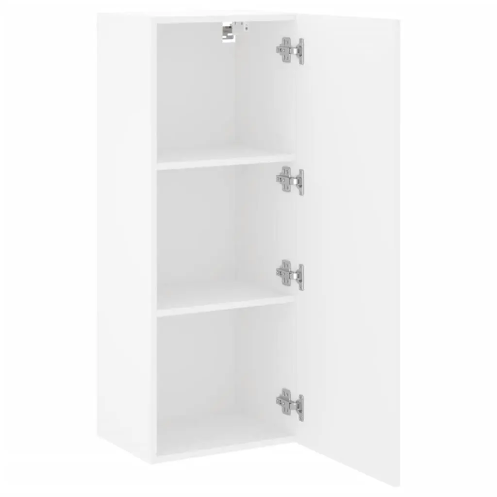 TV Wall Cabinet White Wall-Mounted Storage Organizer Engineered Wood 3 Storage Compartments