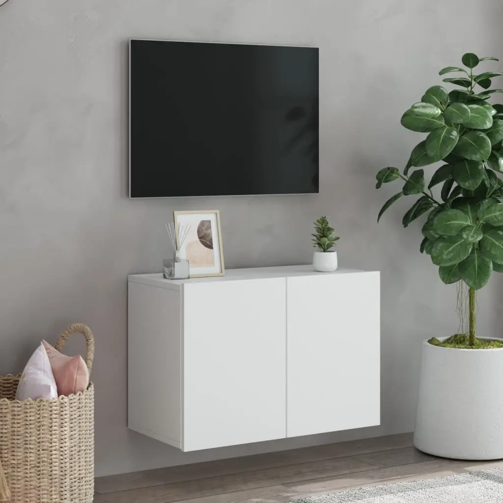TV Cabinet Wall-mounted White 60x30x41cm Space-saving Storage Unit