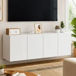 Compact and Stylish White TV Cabinets for Wall Mounting