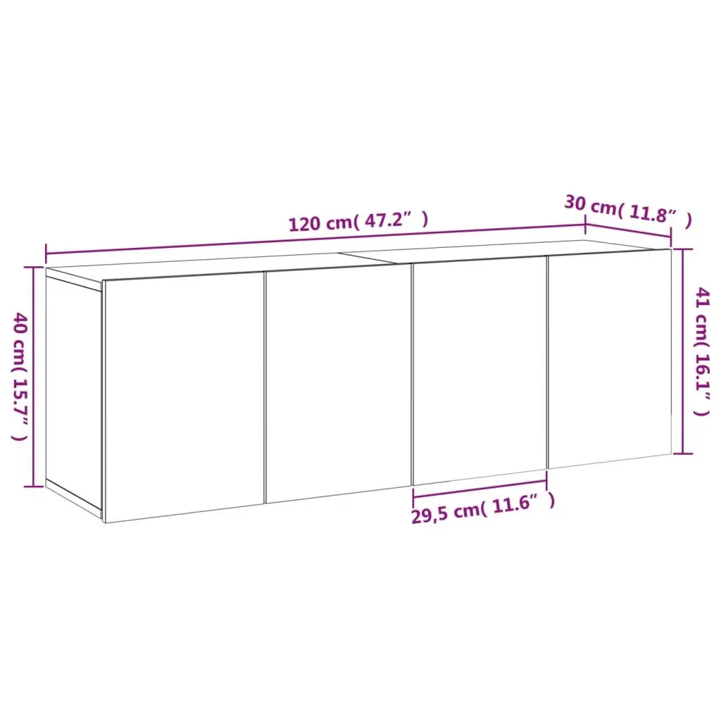 Wall-mounted TV Cabinets White 2 Piece Organiser with Ample Storage for Media Equipment