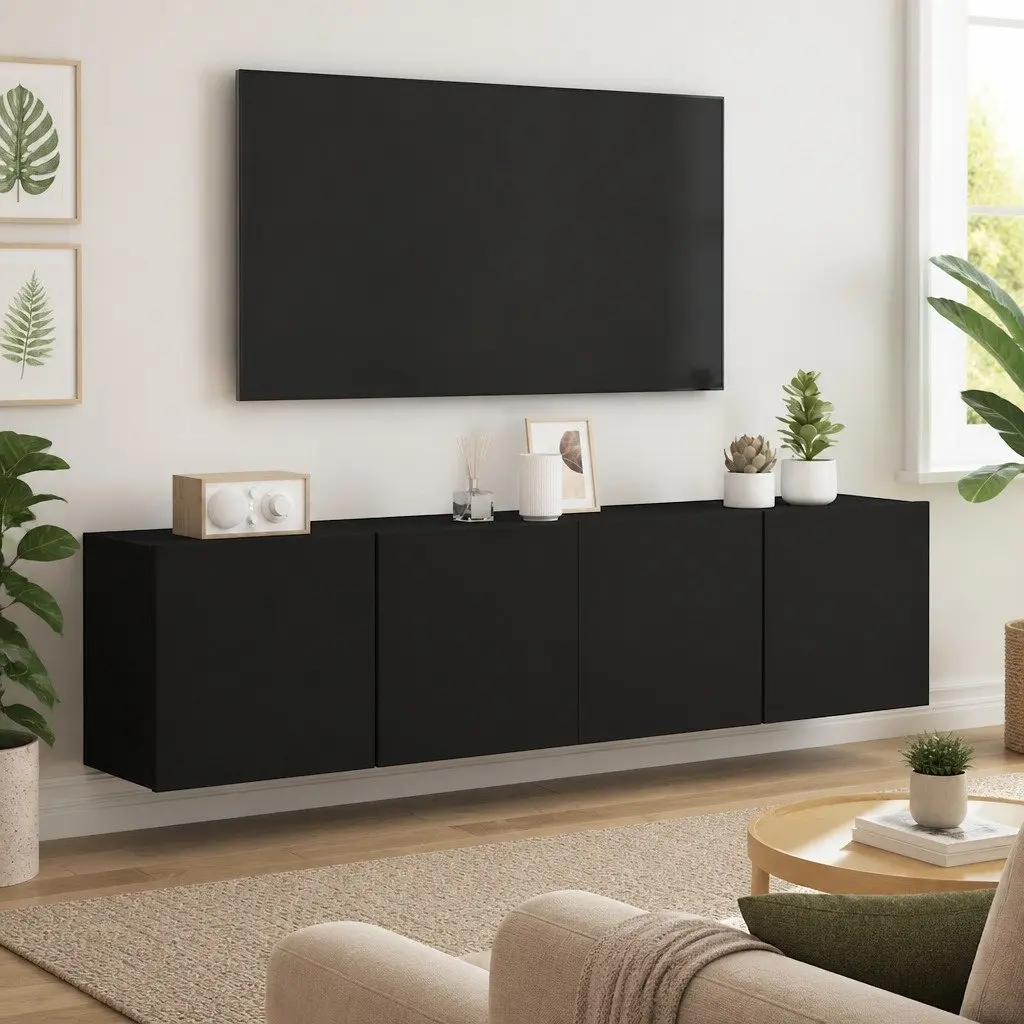 Wall-Mounted Black TV Cabinets