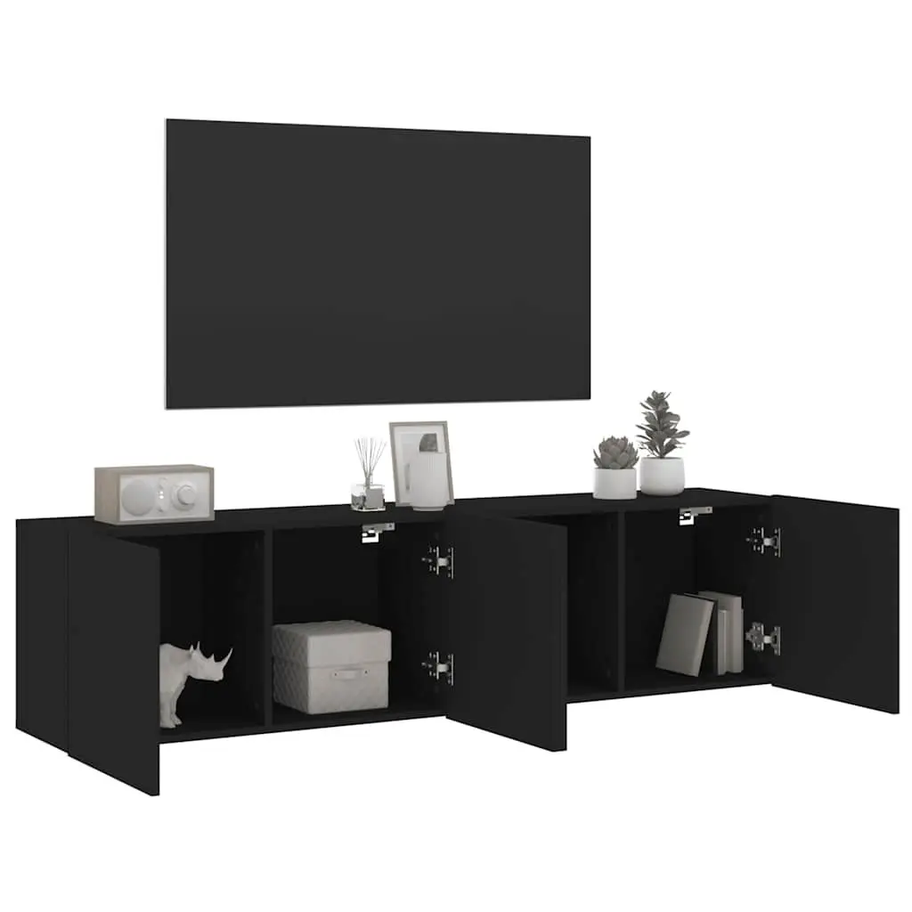 Wall-Mounted Black TV Cabinets