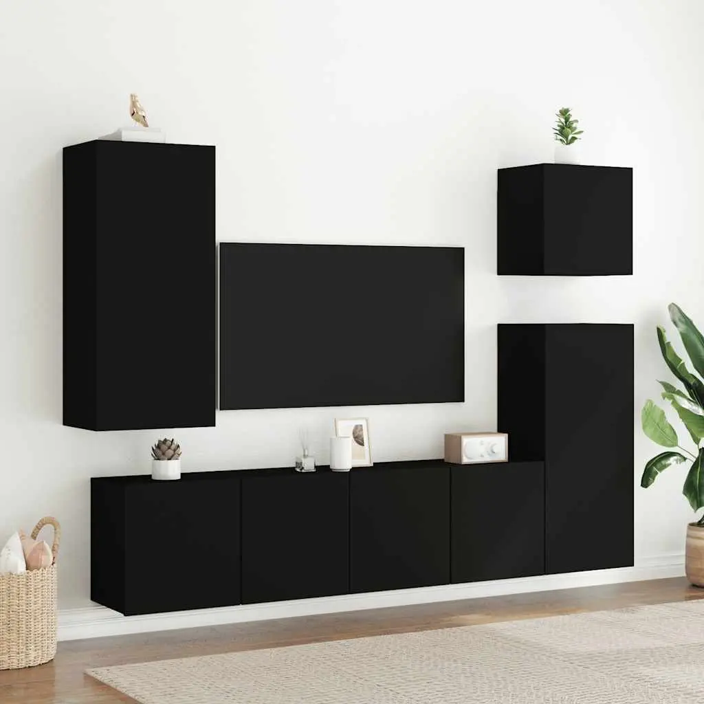 Wall-Mounted Black TV Cabinets