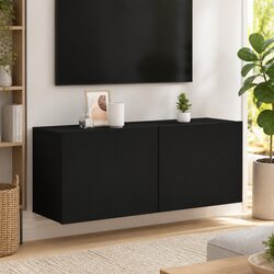 Compact and Stylish Black Wall-mounted TV Cabinet 100x30x41cm