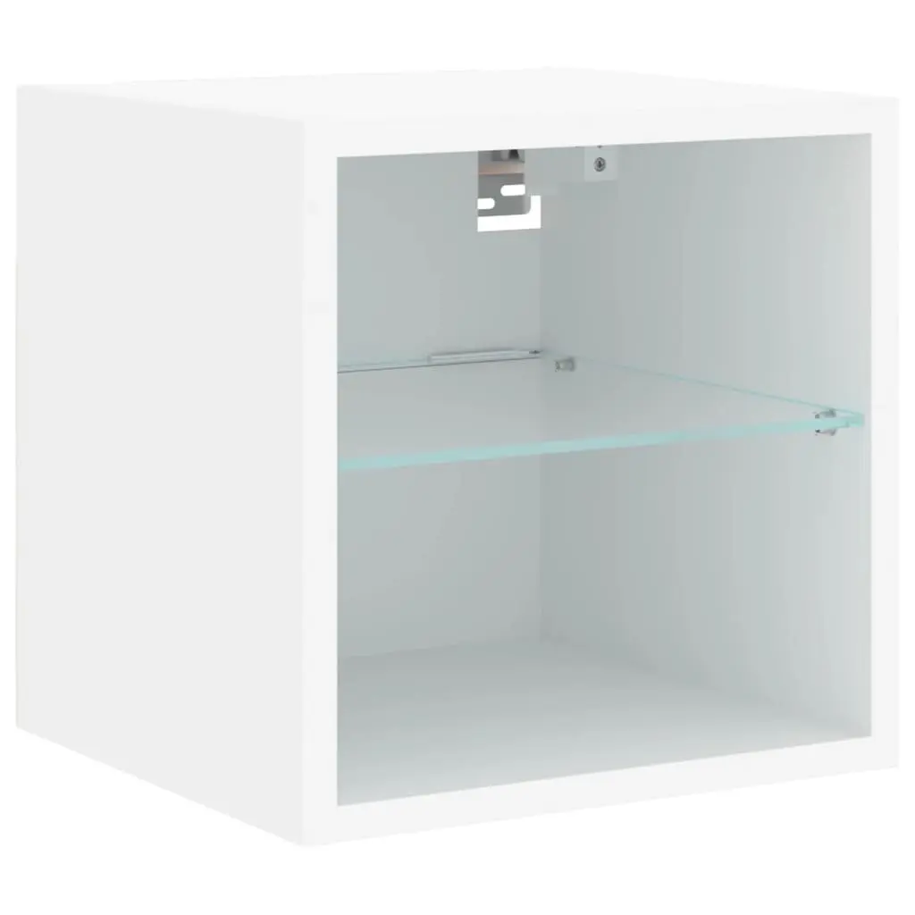 TV Wall Cabinet with RGB LED Lights White Floating Storage Unit Shelf