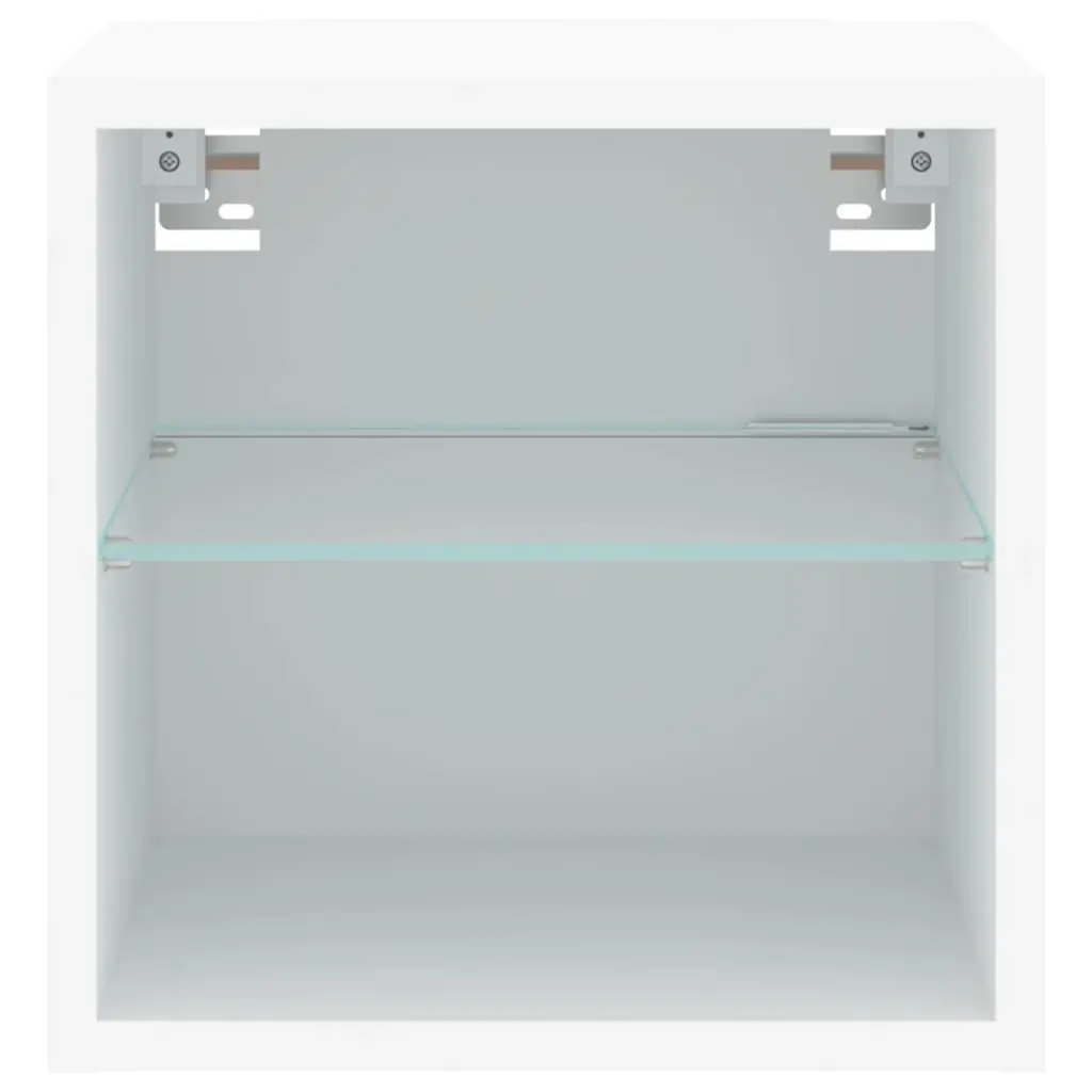 TV Wall Cabinet with RGB LED Lights White Floating Storage Unit Shelf