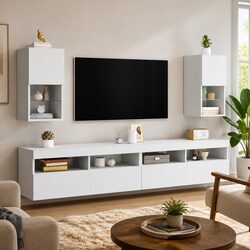 Compact and Modern TV Cabinets with RGB LED Lights – 2 Pack