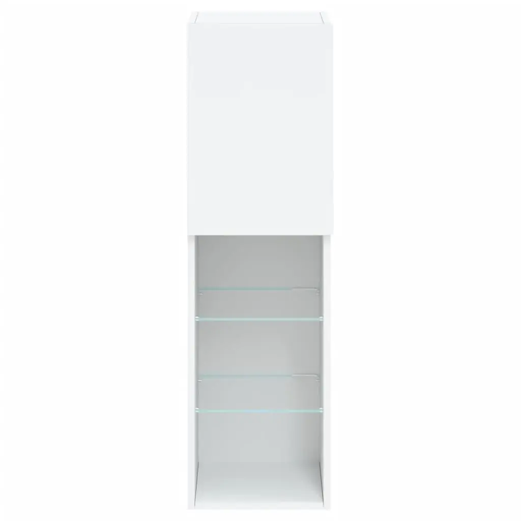 TV Cabinet with RGB LED Lights Wall-Mounted Media Unit Storage White