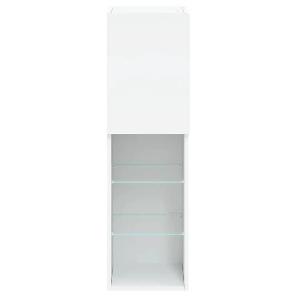 TV Cabinet with RGB LED Lights Wall-Mounted Storage Unit White 30.5x30x102cm