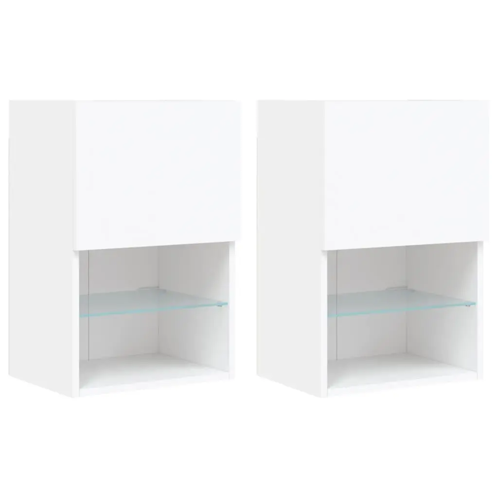 TV Cabinet with RGB LED Lights Wall-Mounted Media Storage Unit White