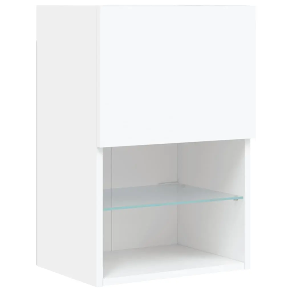 TV Cabinet with RGB LED Lights Wall-Mounted Media Storage Unit White
