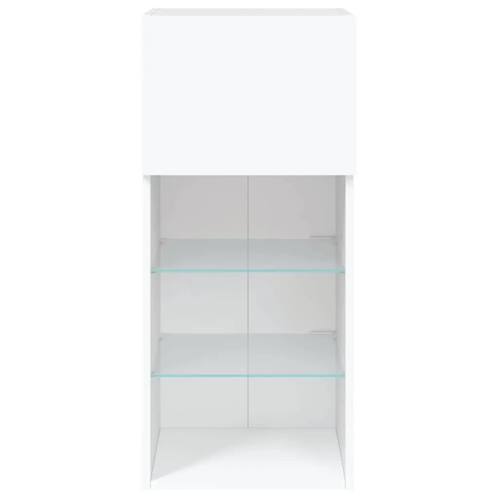 TV Cabinets White 40.5x30x90cm Wall-Mounted with RGB LED Lights Set of 2