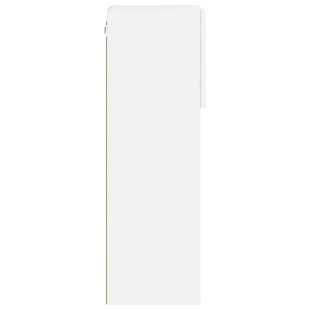 TV Cabinets White 40.5x30x90cm Wall-Mounted with RGB LED Lights Set of 2