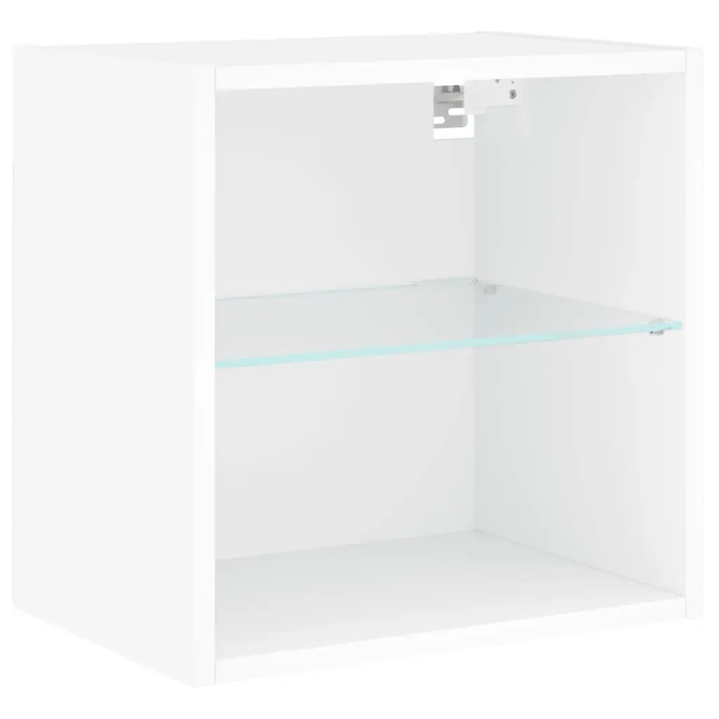 Bedside Cabinet White Wall-mounted with RGB LED Lights Storage Furniture