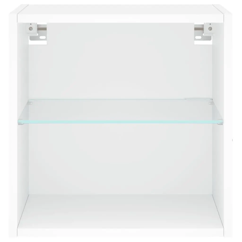 Bedside Cabinet White Wall-mounted with RGB LED Lights Storage Furniture