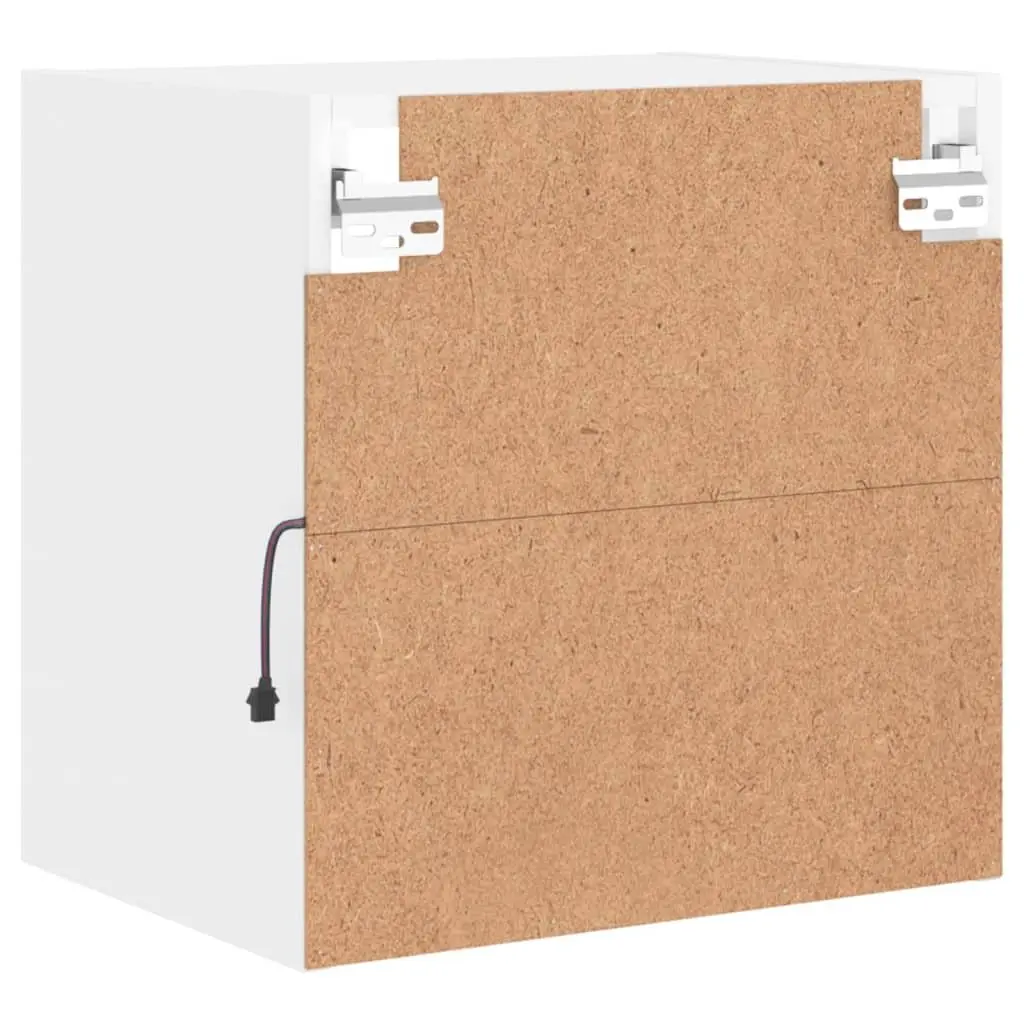 Bedside Cabinet White Wall-mounted with RGB LED Lights Storage Furniture