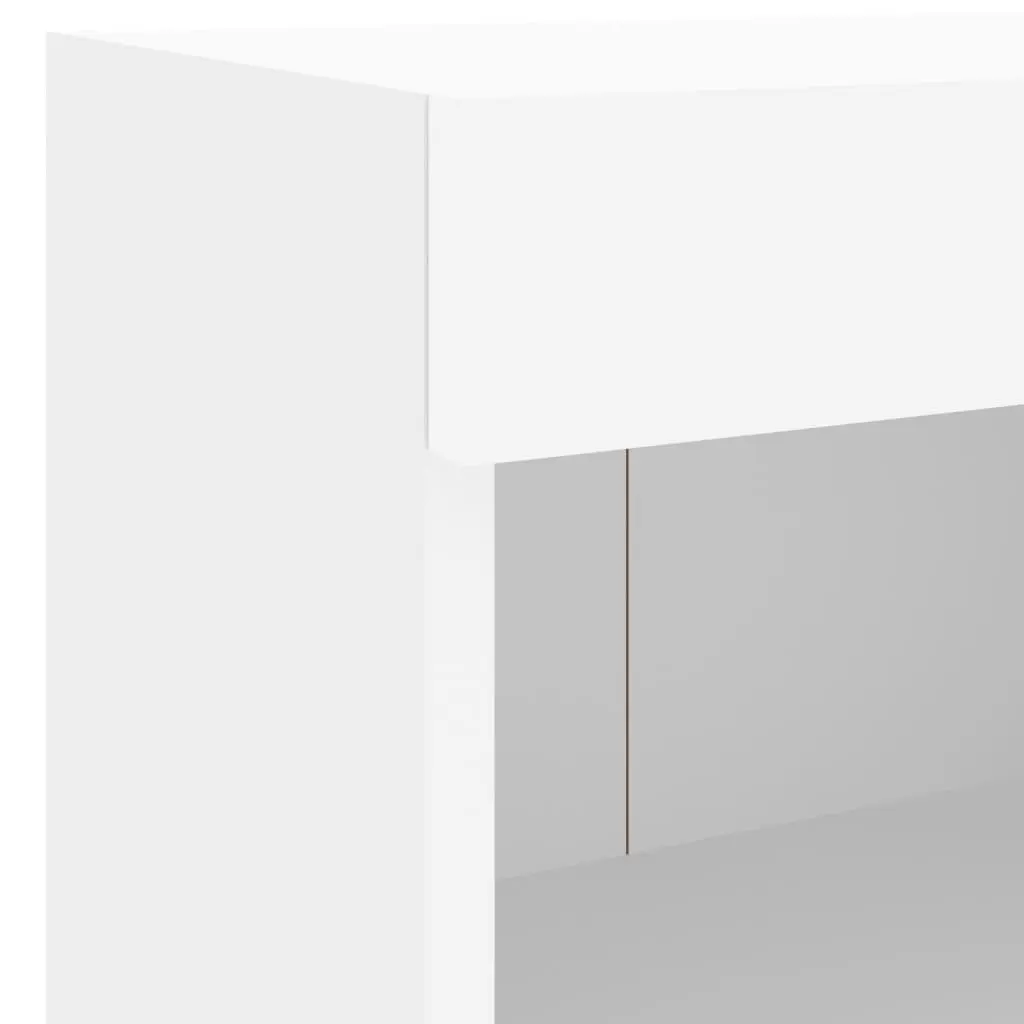 Wall-mounted Bedside Cabinet White RGB LED Lights Storage