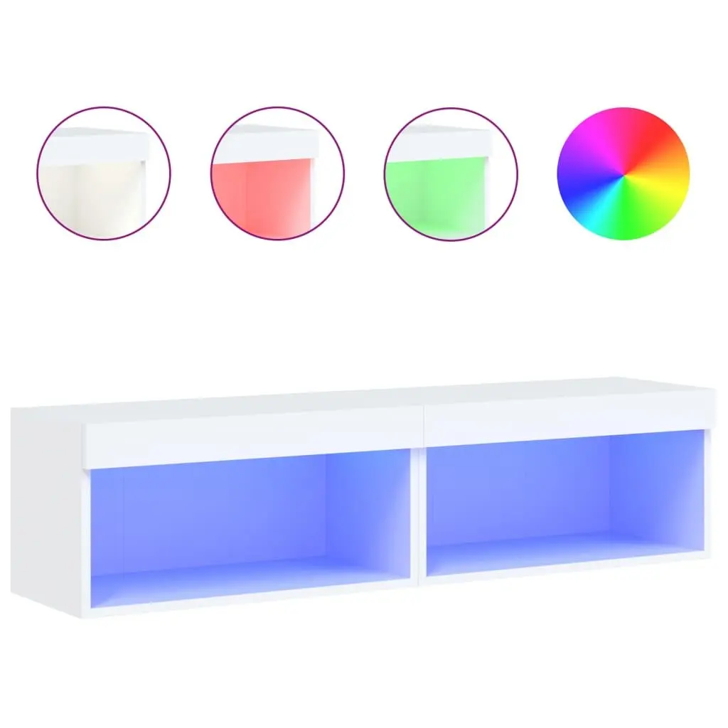 TV Cabinets with RGB LED Lights Wall-Mounted Storage Units White 60x30x30cm Set