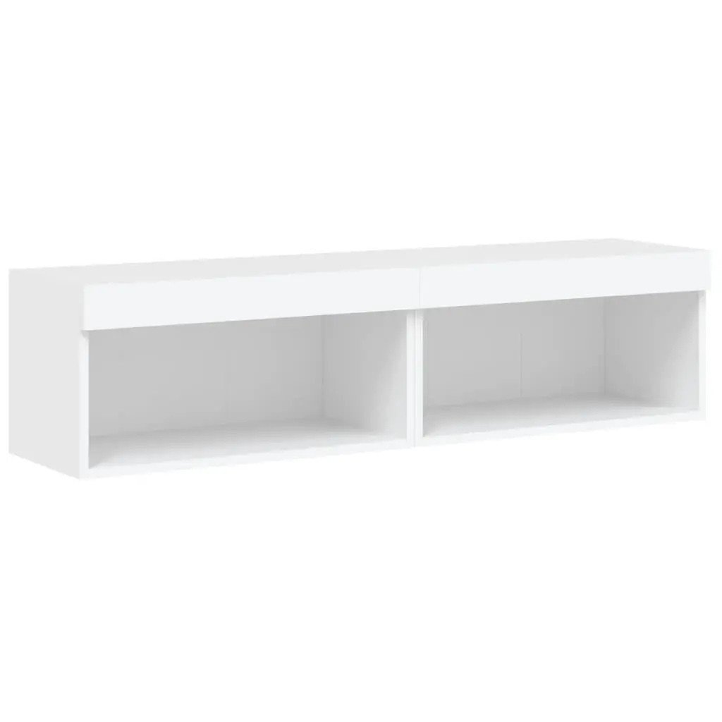 TV Cabinets with RGB LED Lights Wall-Mounted Storage Units White 60x30x30cm Set