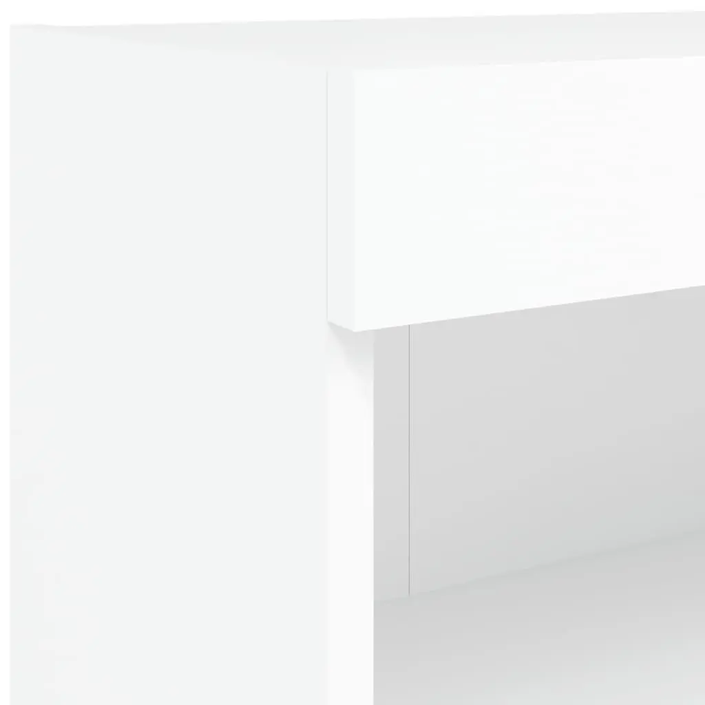 White TV Cabinet with RGB LED Lights and Storage