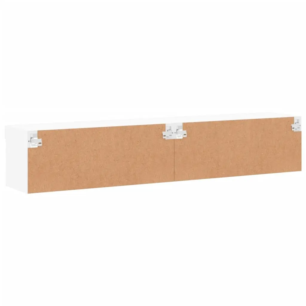 TV Cabinet White 80x30x30cm Wall-Mounted with RGB LED Lights Set of 2