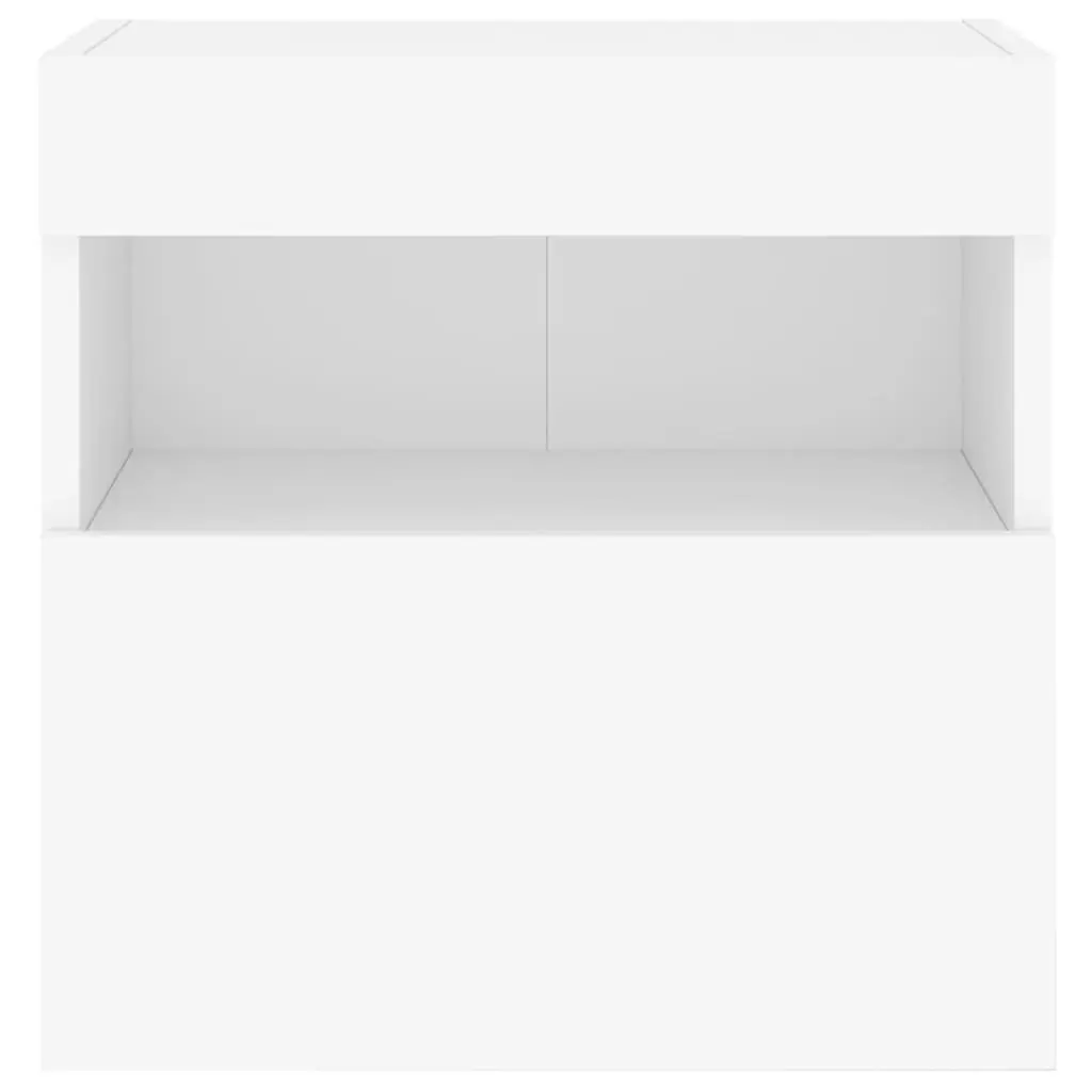 TV Wall Cabinets White 2pc Floating Storage Unit RGB LED Lights