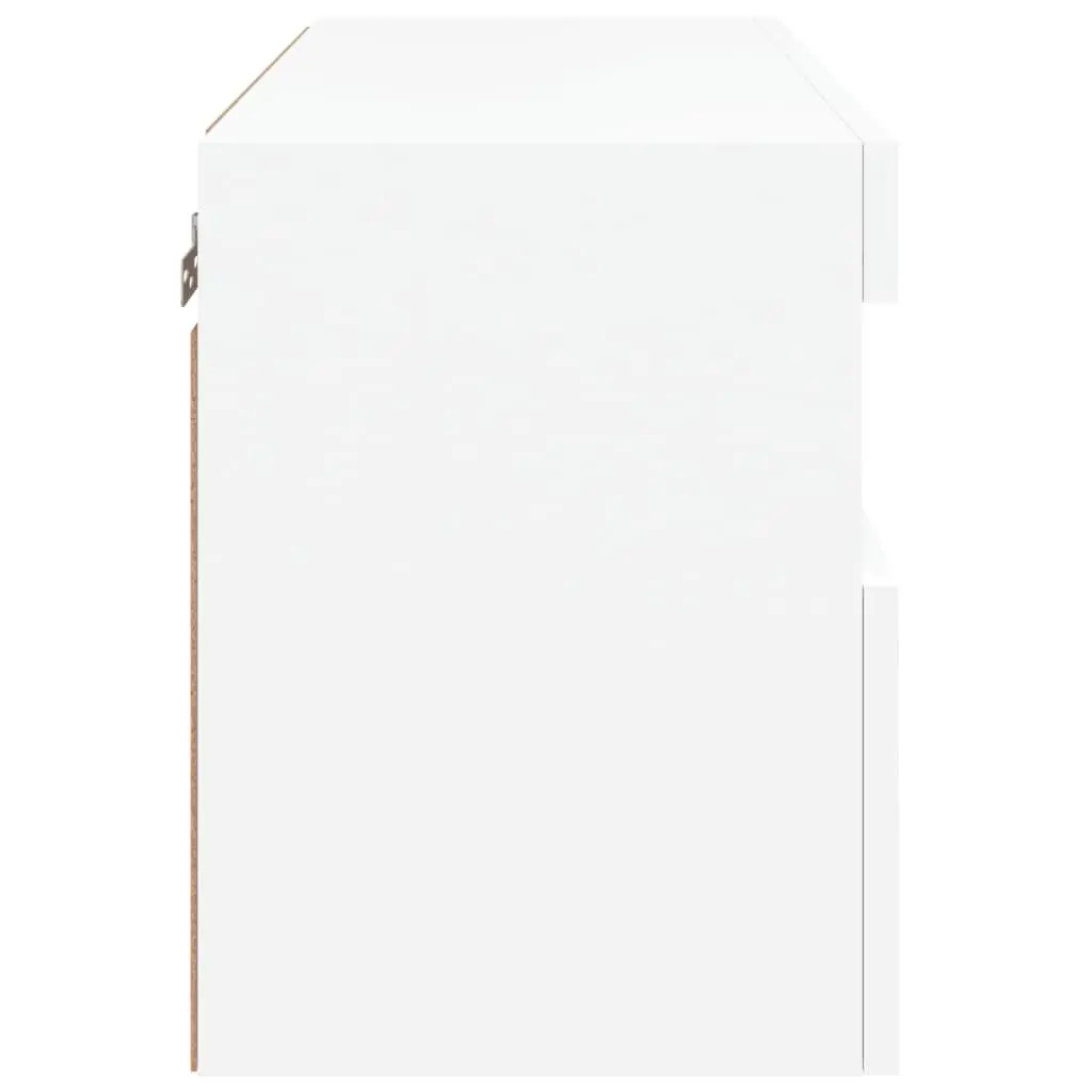 Floating Media Unit White 60x30x40cm RGB LED Lights Wall Mounted Storage Cabinet