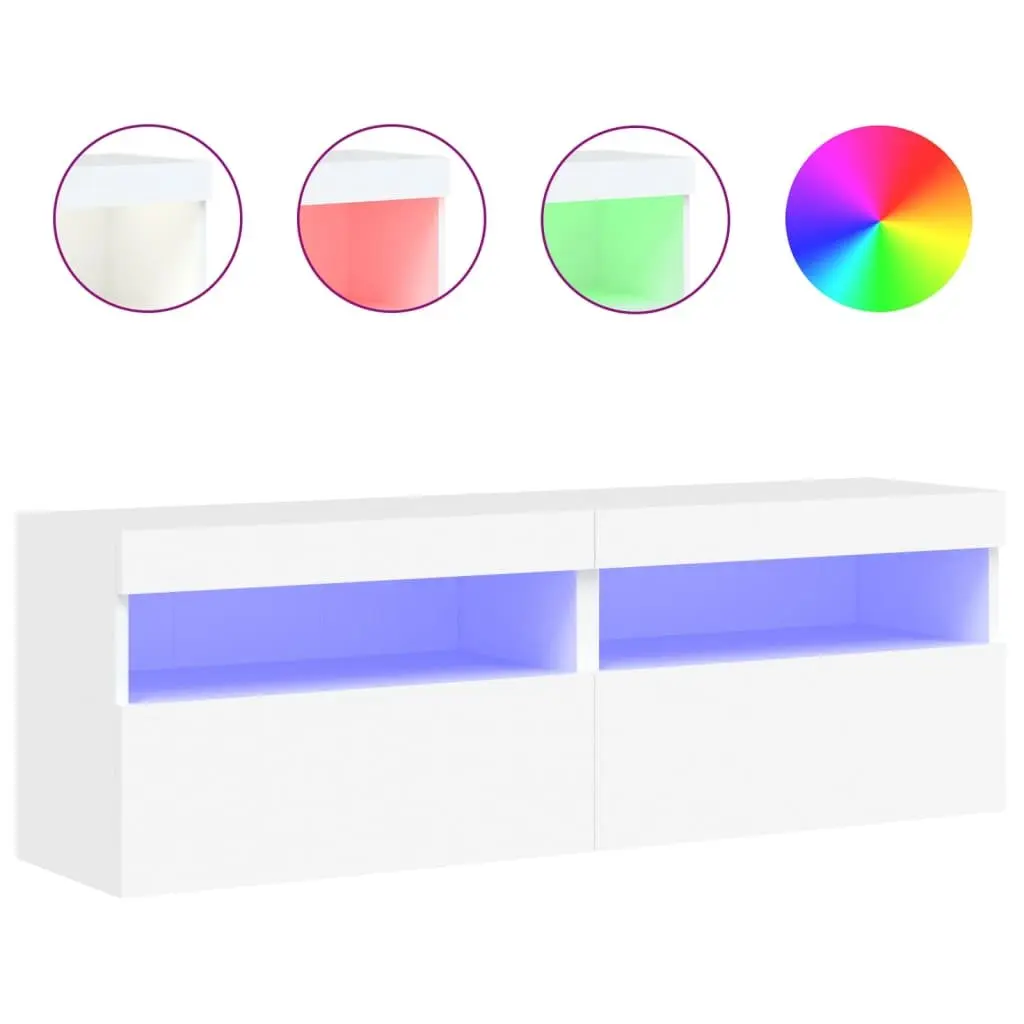 White TV Wall Cabinet with LED Options