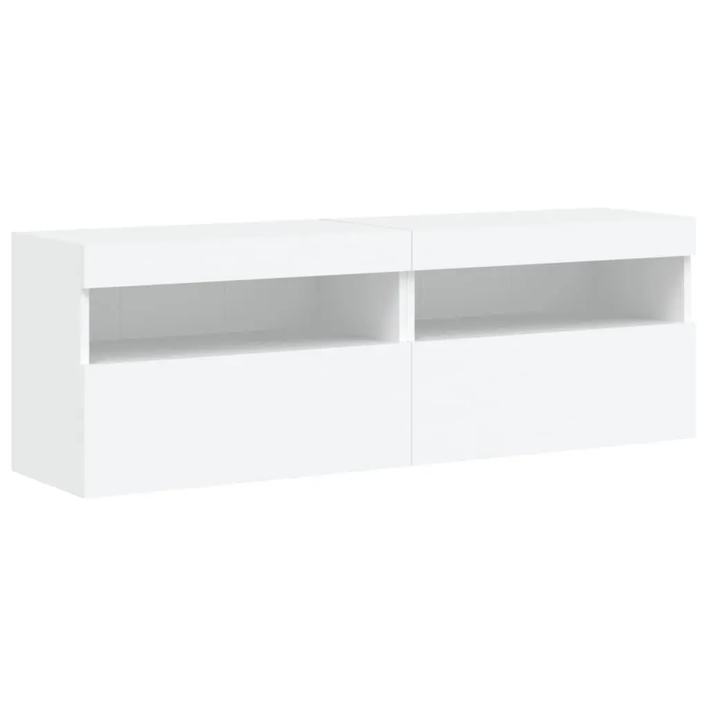 White TV Wall Cabinet with LED Options