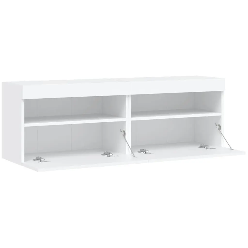 White TV Wall Cabinet with LED Options