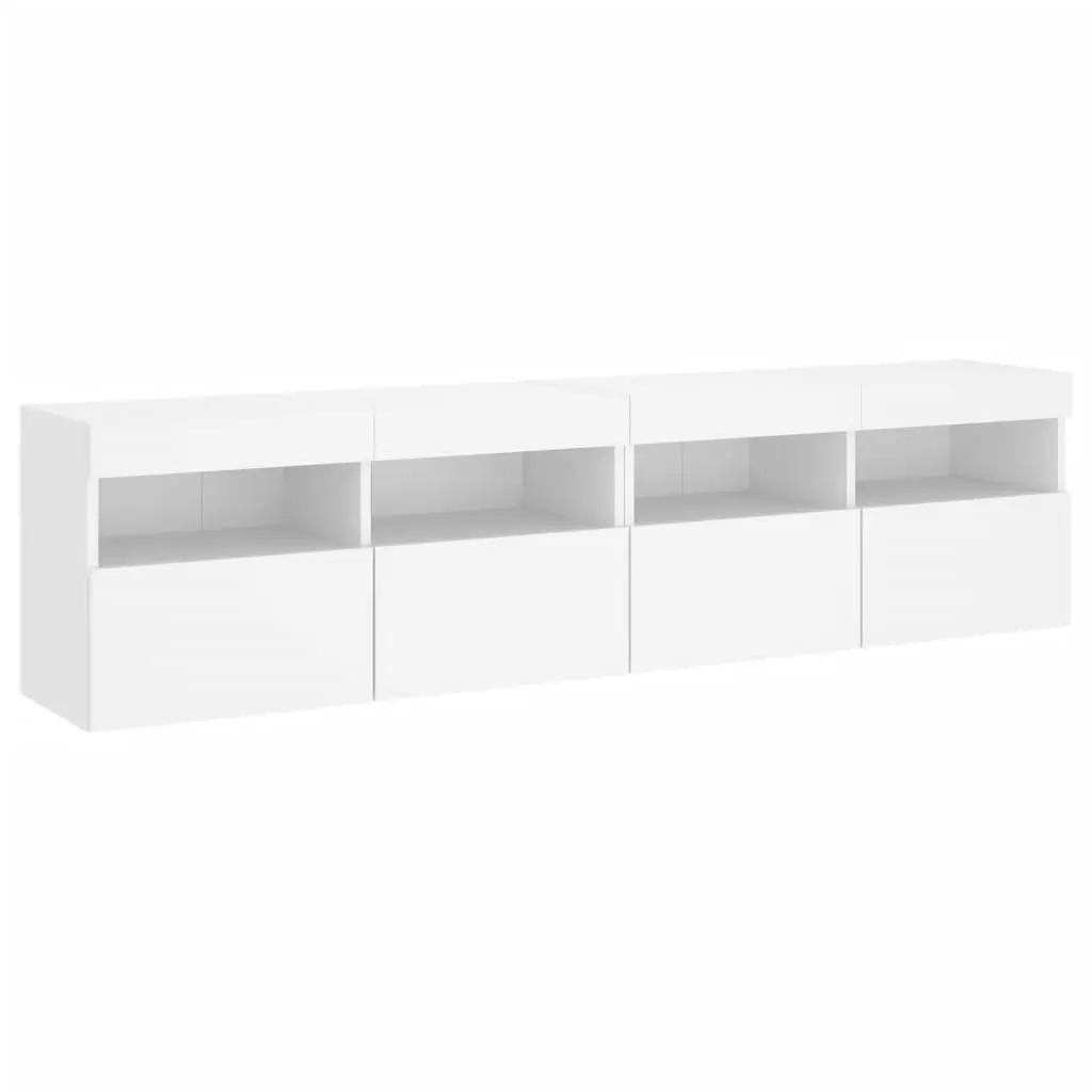 TV Wall Cabinet White 80x30x40cm RGB LED Lights Floating Storage Unit