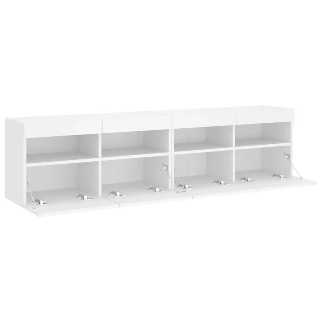 TV Wall Cabinet White 80x30x40cm RGB LED Lights Floating Storage Unit