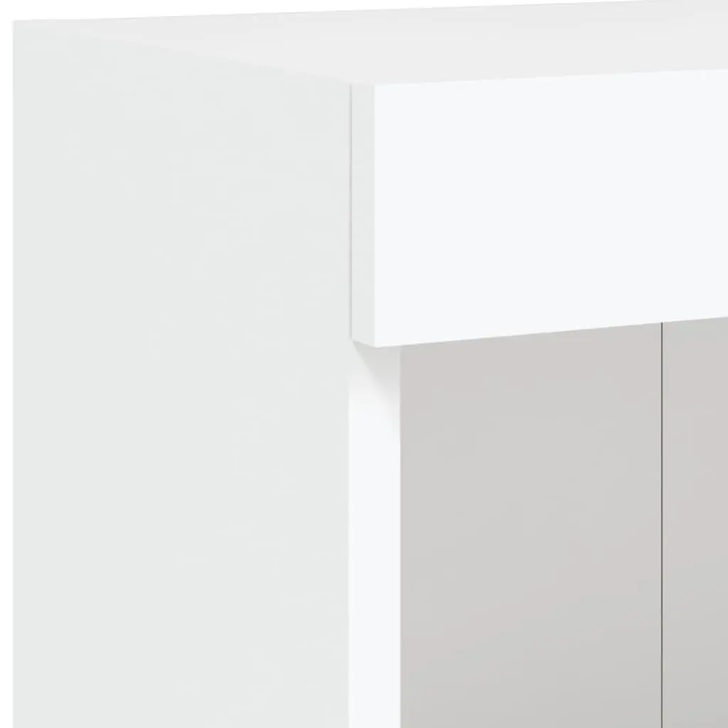 TV Wall Cabinet with RGB LED Lights White Floating Media Storage Unit