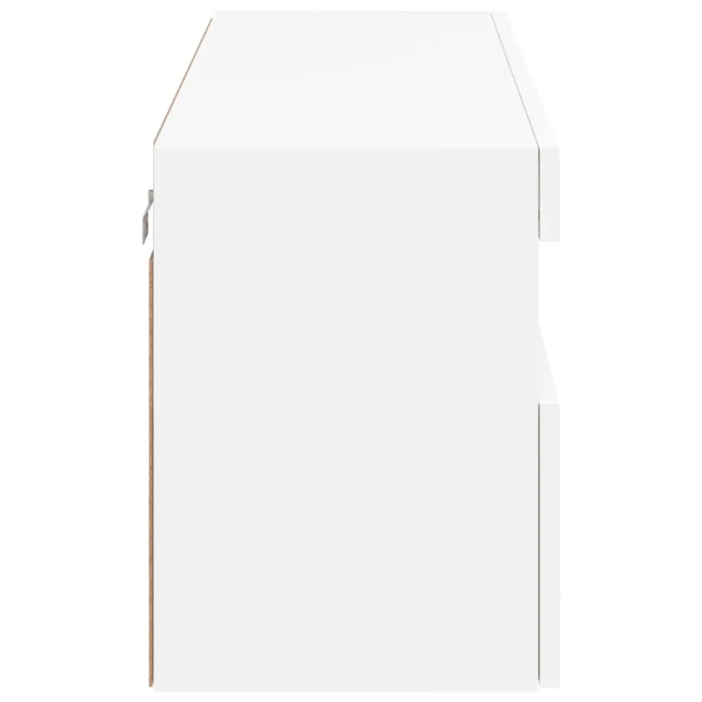 TV Wall Cabinet with RGB LED Lights White Floating Media Storage Unit