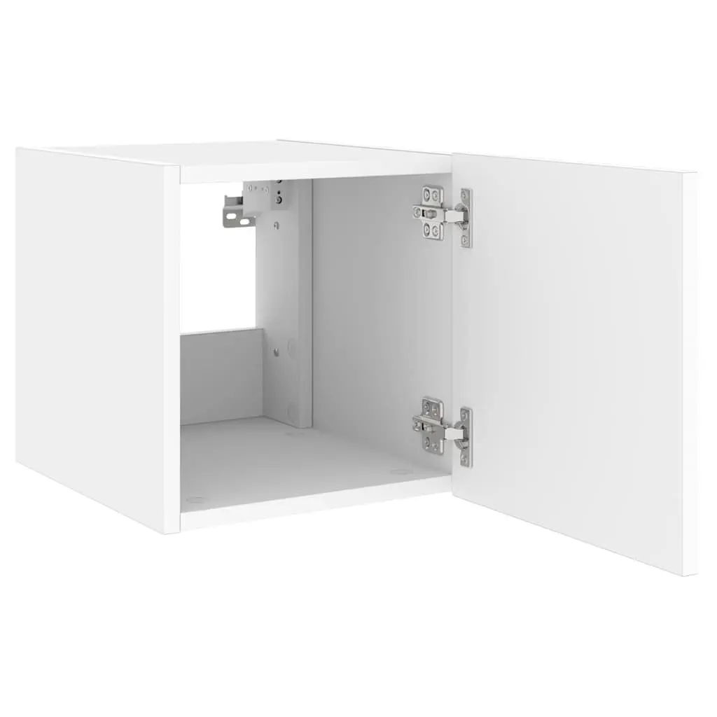 TV Wall Cabinets White 2 Piece Floating Media Storage Unit with RGB LED Lights