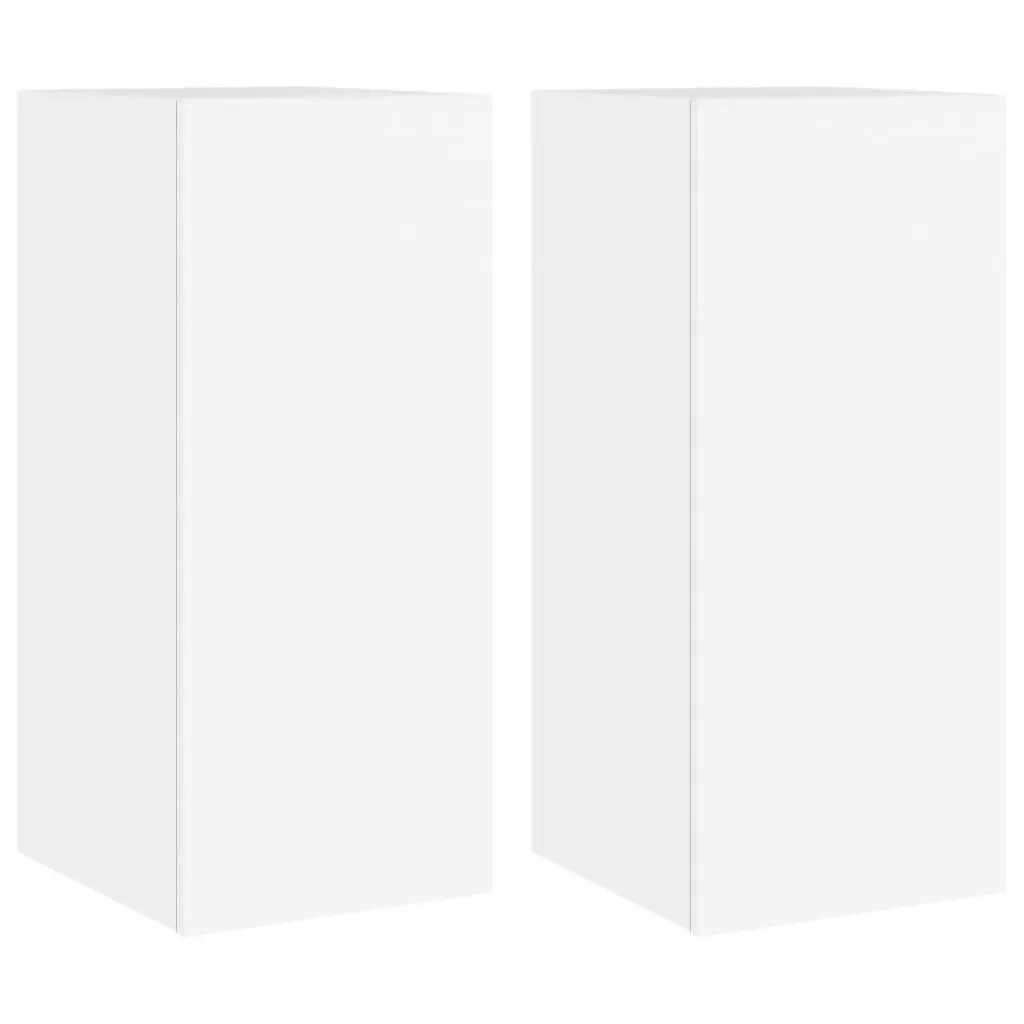 TV Wall Cabinet White 30.5x35x70cm Wall-mounted Floating Storage Unit with RGB LED Lights
