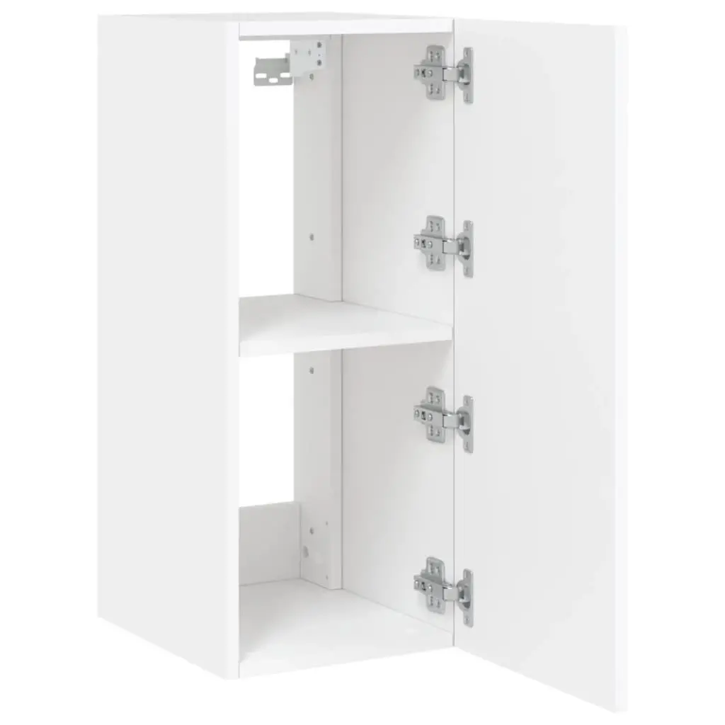 TV Wall Cabinet White 30.5x35x70cm Wall-mounted Floating Storage Unit with RGB LED Lights