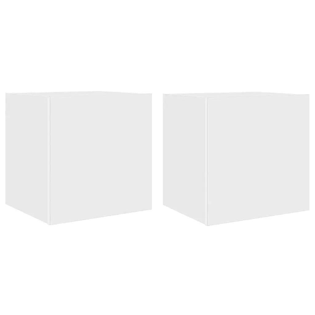 White Floating TV Cabinets with Customizable LED