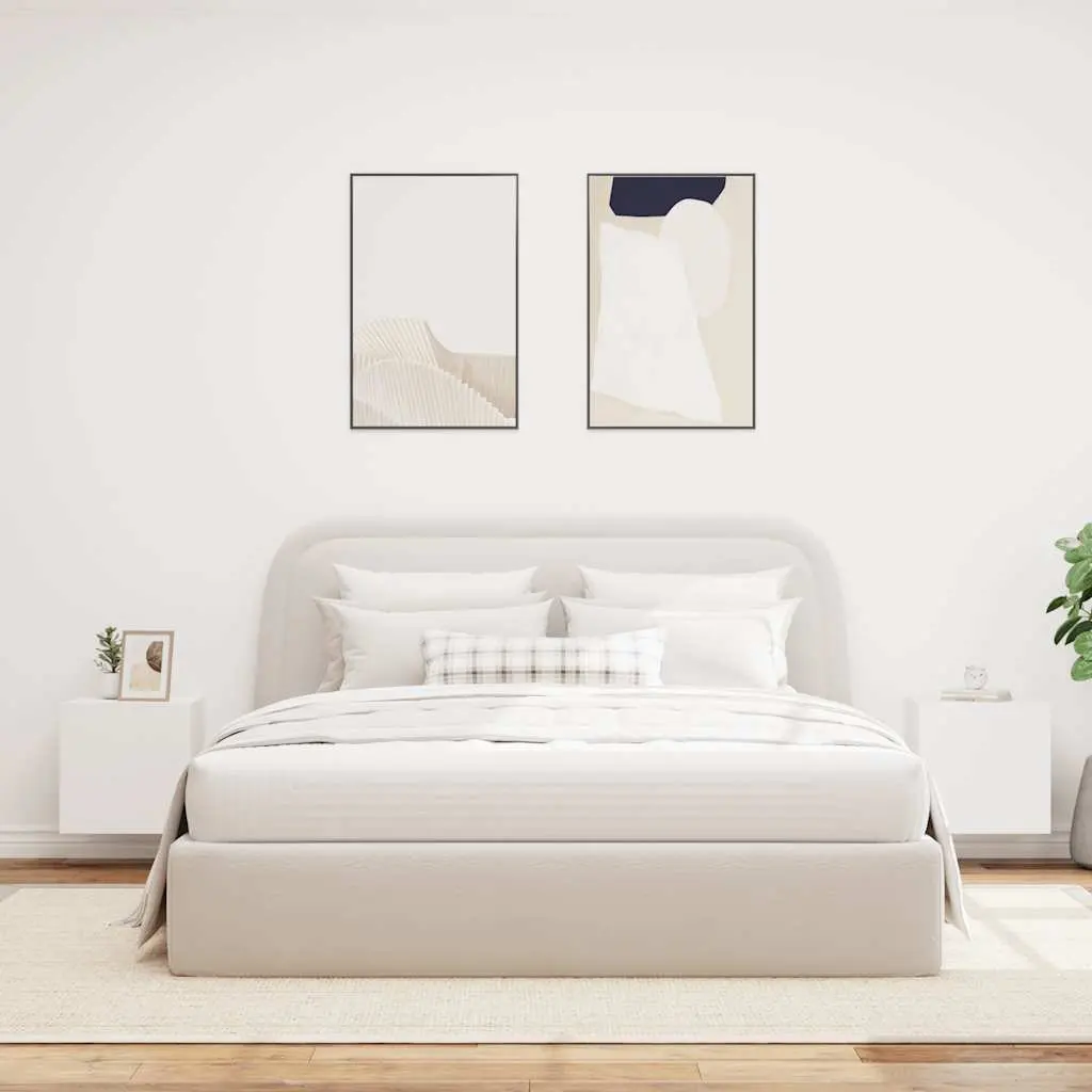 White Floating TV Cabinets with Customizable LED