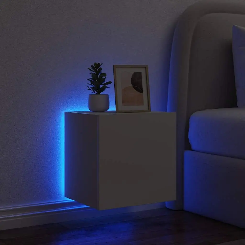 White Floating TV Cabinets with Customizable LED