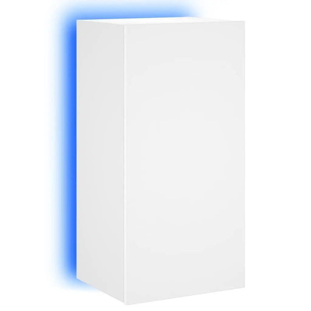 White Floating Media Unit with LED Lighting