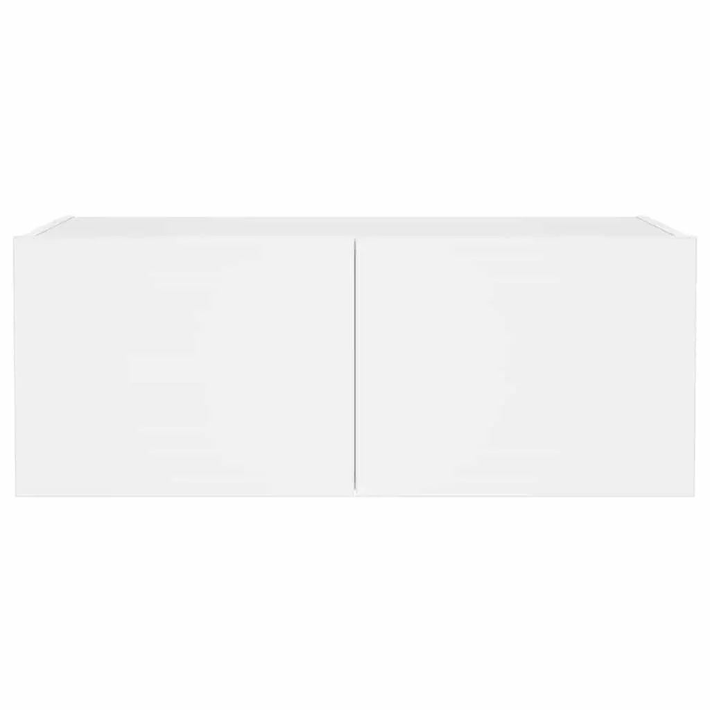 White TV Wall Cabinet 80x35x31cm with RGB LED Lights Floating Media Unit Storage