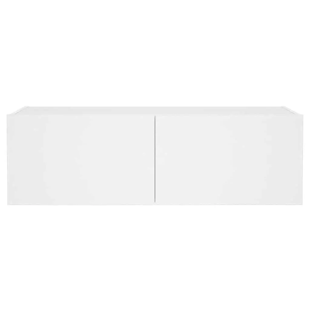 Wall-Mounted TV Cabinet White RGB LED Lights Storage Unit 100x35x31cm Engineered Wood