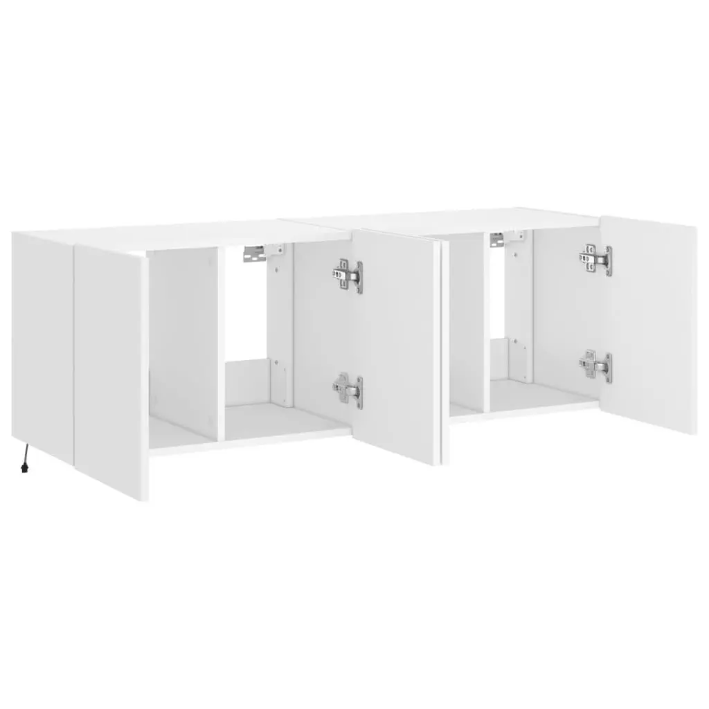 TV Wall Cabinets White 60 x 35 x 41 cm RGB LED Lights 2 pcs Floating Storage Unit