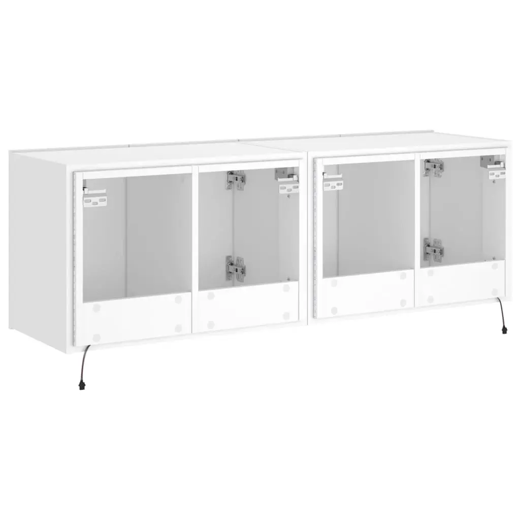 TV Wall Cabinets White 60 x 35 x 41 cm RGB LED Lights 2 pcs Floating Storage Unit