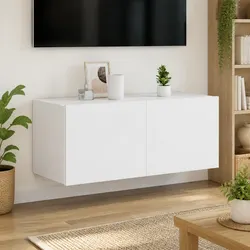 Concise Design: White LED Light TV Wall Cabinet