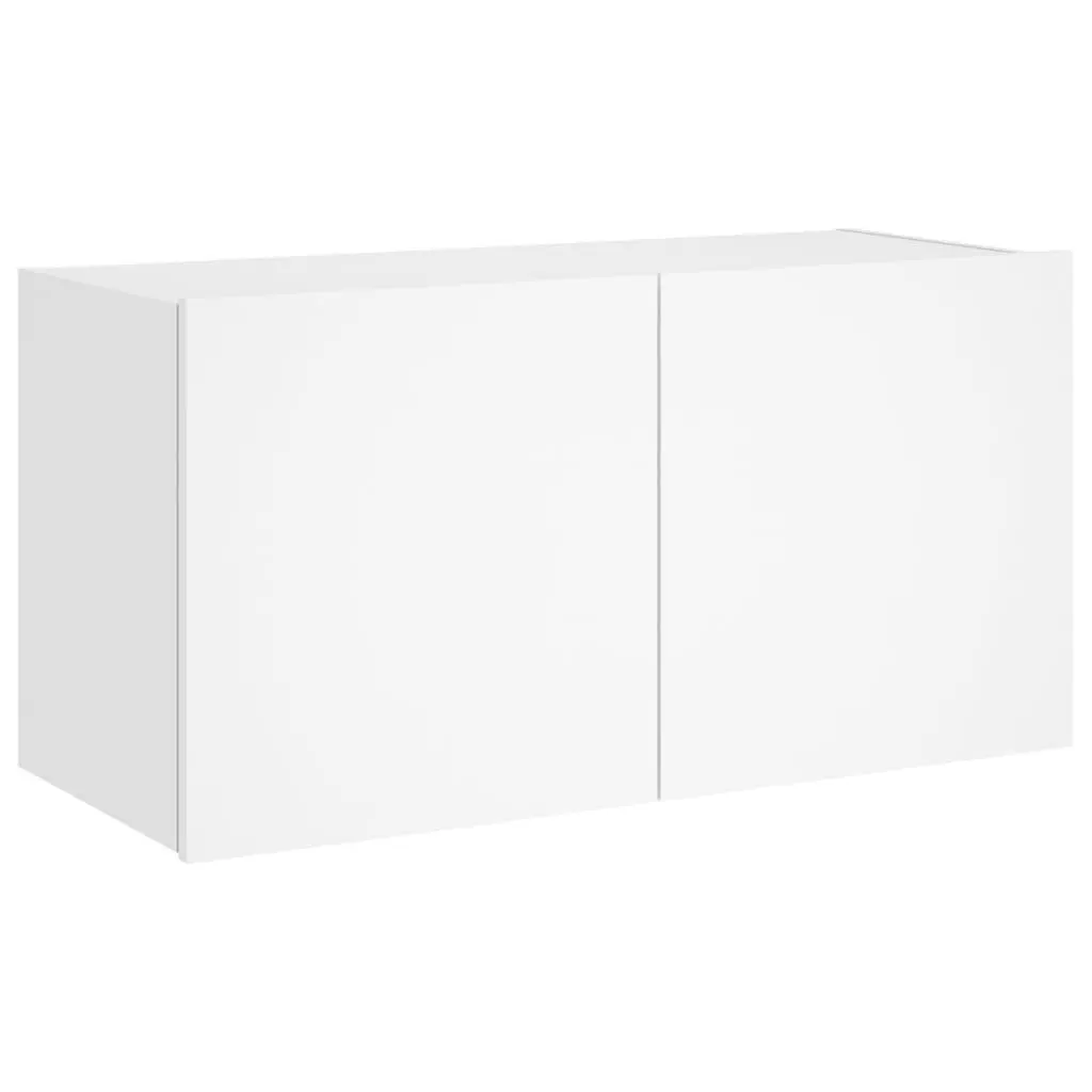 TV Wall Cabinet White LED Lights Storage Unit Floating Media Console Shelf