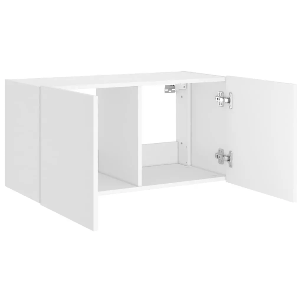 TV Wall Cabinet White LED Lights Storage Unit Floating Media Console Shelf
